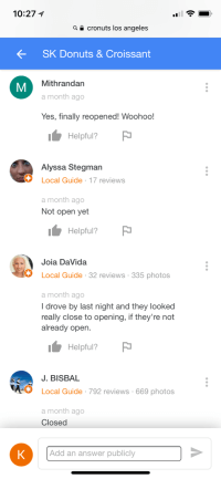 Screen shot of Google Reviews